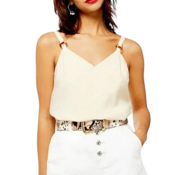TOPSHOP Tan Neutral Tilda Ring Camisole Top Size 2 - Picture 1 of 9
